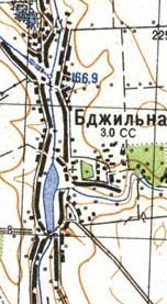 Topographic map of Bdzhilna