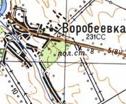 Топографическая карта Воробьевки