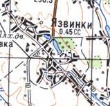 Топографічна карта Язвинок
