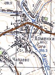 Topographic map of Khomenky
