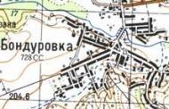 Топографическая карта Бондуровки