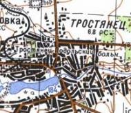 Topographic map of Trostianets