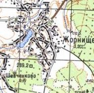 Topographic map of Zhornysche