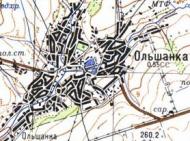Топографическая карта Ольшанки