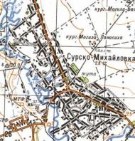 Topographic map of Sursko-Mykhaylivka