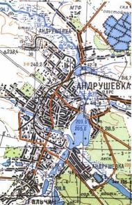 Топографическая карта Андрушевки