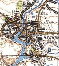 Топографическая карта Чуднова