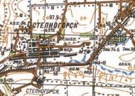 Топографическая карта Степногорска