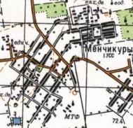 Topographic map of Menchykury