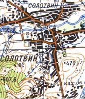 Топографическая карта Солотвина