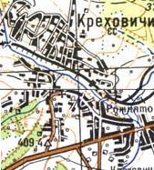 Topographic map of Krekhovychi