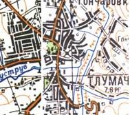 Topographic map of Tlumach