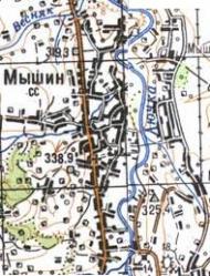 Topographic map of Myshyn